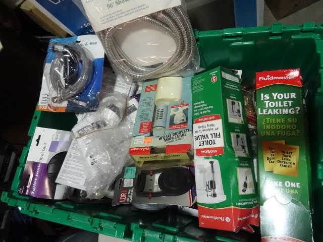 lot 333 image: NEW ENTIRE BIN Plumbing and Repair Parts. Fill Valves, Float Balls, Hoses, AND MUCH MORE. $$$ Retail GREEN BIN NOT INCLUDED