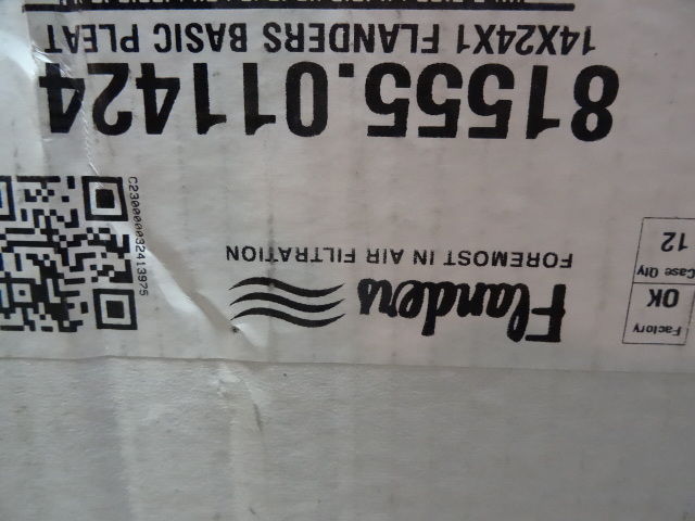 lot 334 image: NEW CASE LOT QTY 12 pcs 14x24x1 in Pleated Furnace Filters by Flanders.
