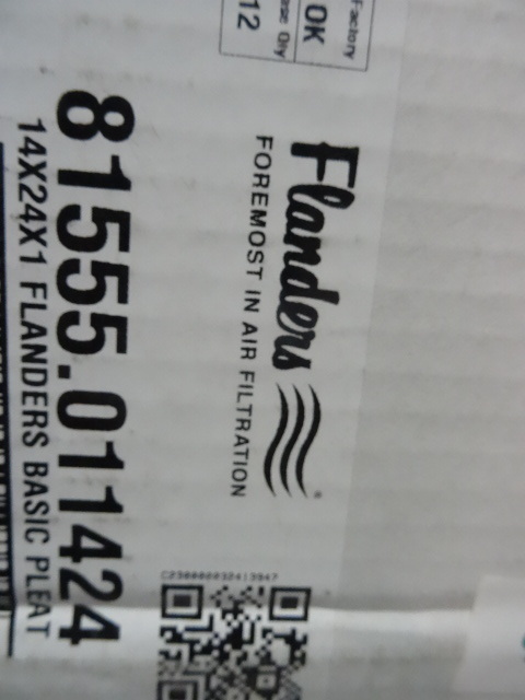 lot 335 image: NEW CASE LOT QTY 12 pcs 14x24x1 in Pleated Furnace Filters by Flanders.