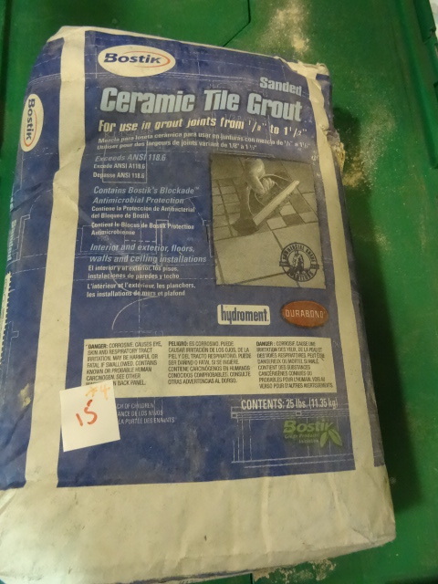 lot 15 image: NEW LOT Qty 4 bags Bostik Antique WhiteBisquit Thinset Sanded Grout for Tile. 25 lbs per bag 100 lbs total