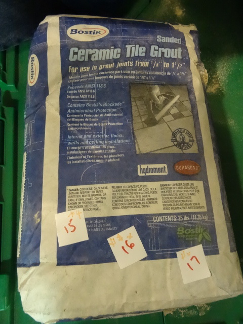 lot 17 image: NEW LOT Qty 4 bags Bostik Antique WhiteBisquit Thinset Sanded Grout for Tile. 25 lbs per bag 100 lbs total