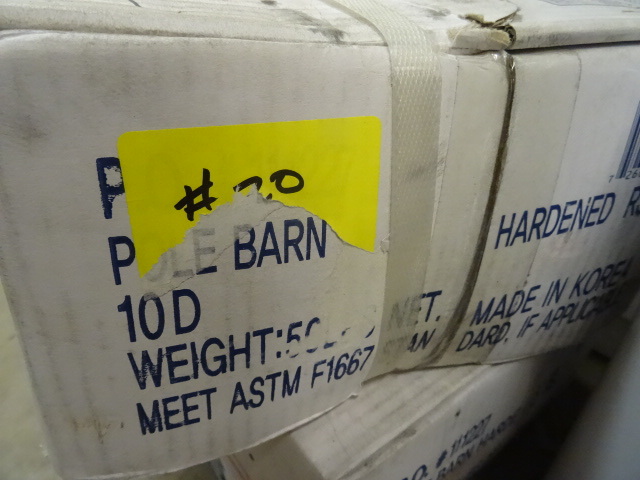 lot 56 image: NEW 50 lb Box 10 D Pole Barn Spikes  Nails Ring Shank