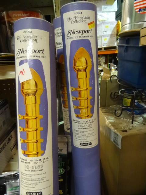 lot 71 image: NEW LOT Qty 6 Stanley Newport Decorative Traverse Curtain Rod Brass Finish 5x (48-84in) 1x (28-48in)