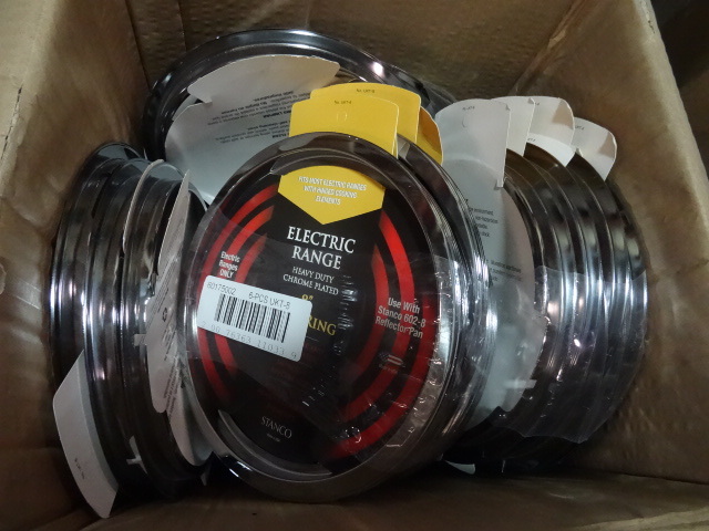 lot 75 image: NEW approx Qty 40 Electric Range Trim Rings 8 in
