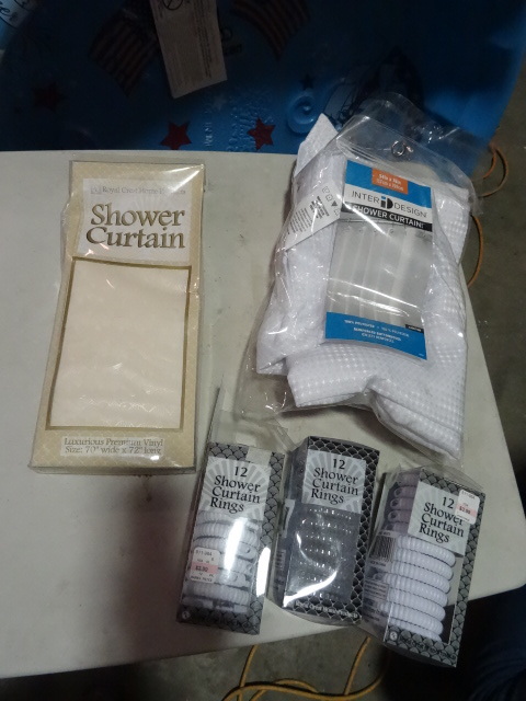 lot 187 image: NEW LOT Shower Curtains and Shower Curtain Rings