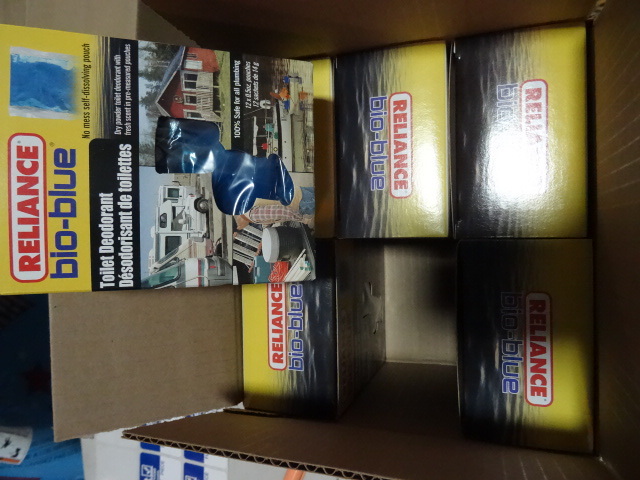 lot 206 image: NEW Qty 6 boxes BIO BLUE Toilet Deoderant for RVs Cabins Boats and all plumbing. $60 retail