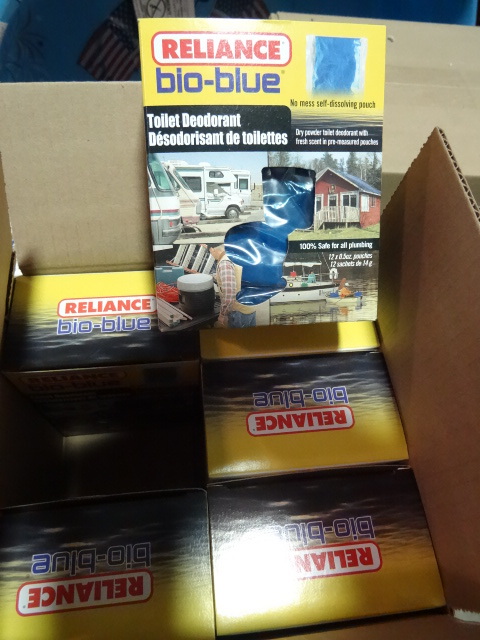 lot 207 image: NEW Qty 6 boxes BIO BLUE Toilet Deoderant for RVs Cabins Boats and all plumbing. $60 retail