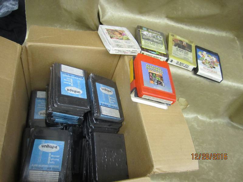 Box of 8 Track recordings and blank...