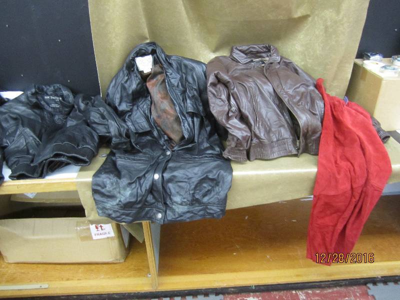 3 leather jackets and leather pants...