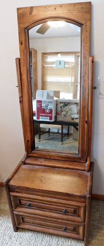 lot 5 image: two drawer and full length mirror