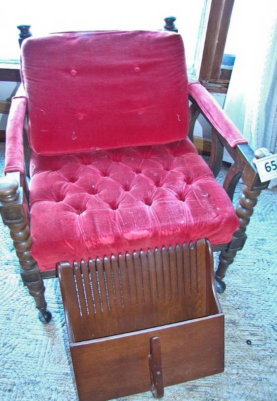 lot 65 image: cool chair and unique magazine rack