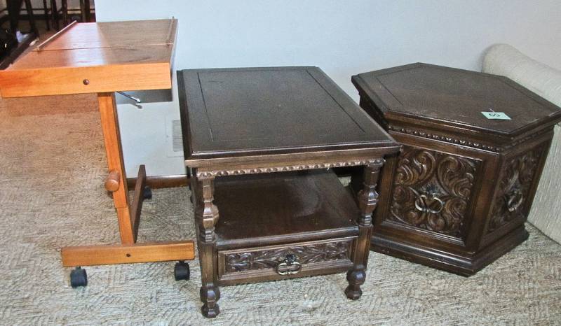 lot 69 image: two end tables and adjustable table