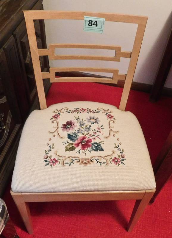 lot 84 image: vintage embroidered chair