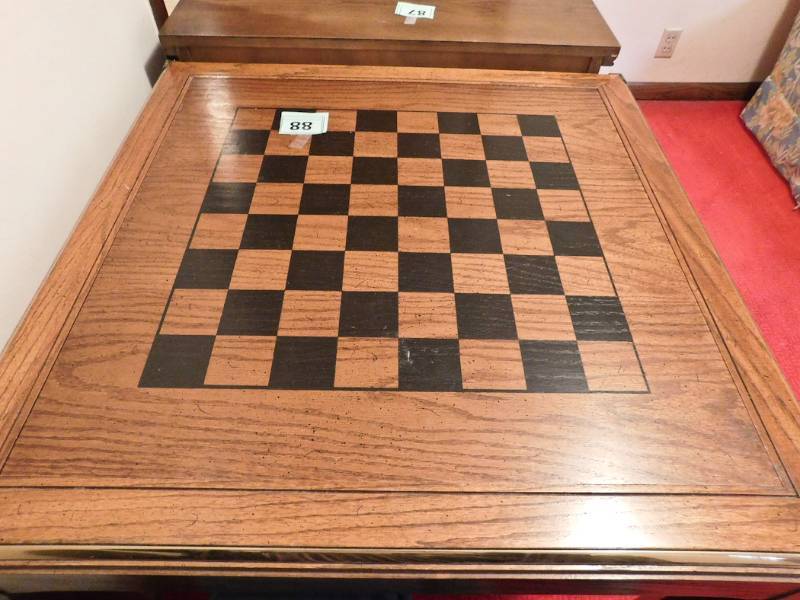 lot 88 image: vintage checkerboard end table