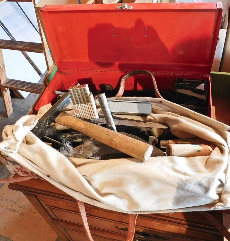 lot 39 image: toolbox and tool bag with contents