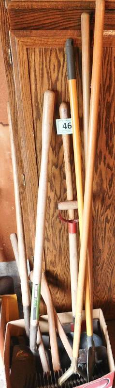 lot 46 image: shovels, ice chippers and axes