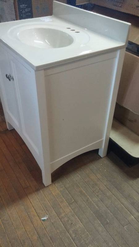 Single White Wooden Vanity