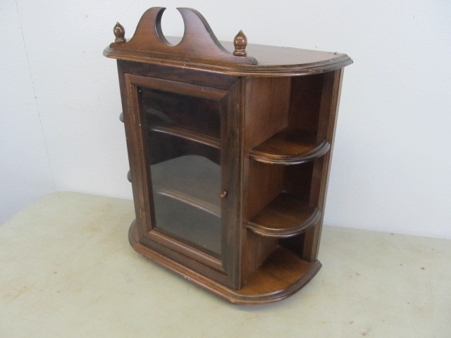Vintage Wood & Glass Wall Cabinet