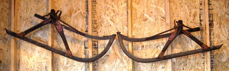 lot 019 image: Antique, 43 Skidder Sled Sleigh Wood Runners - Pair