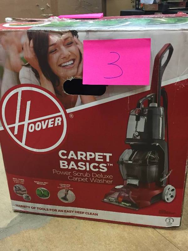 lot 3 image: Hoover Carpet Basics Power Scrub Deluxe Carpet Cleaner Model#  FH50150NC  open box in like new conditions