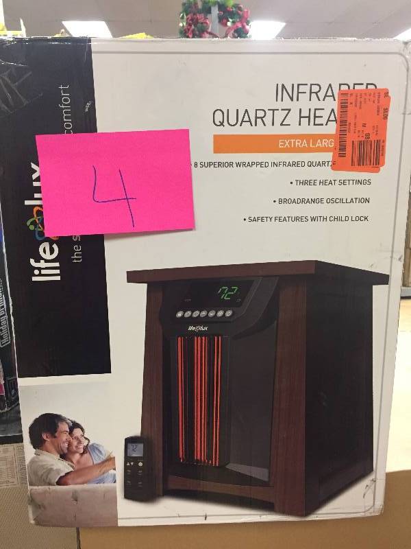 lot 4 image: Lifesmart Products LCHT0016US LifeLux 8 Element Infrared Space Heater open box never used