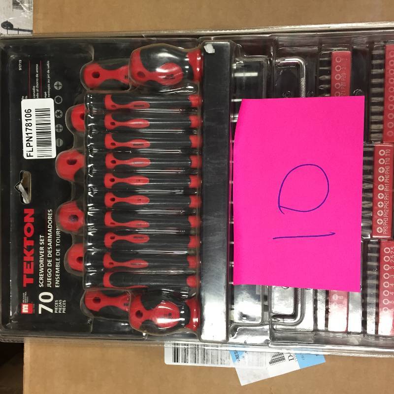 lot 10 image: TEKTON 91719 Screwdriver Set, 70-Piece-New