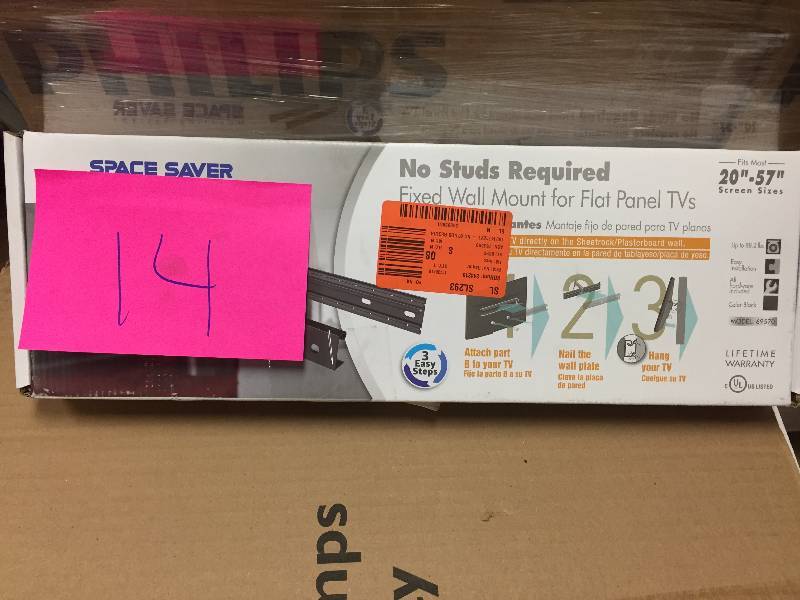 lot 14 image: Commercial Electric Fixed Wall Mount for 20 in. - 57 in. TVs Model#  69570  New