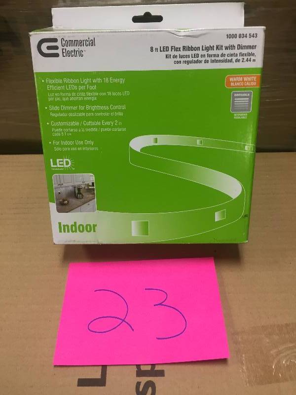 lot 23 image: Commercial Electric 8 ft. Clear LED Flexible Tape Rated Indoor Under Cabinet Light Kit New