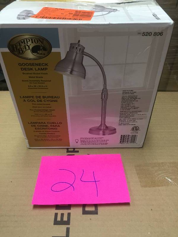 lot 24 image: Hampton Bay 20-12 in. Gooseneck Desk Lamp open box