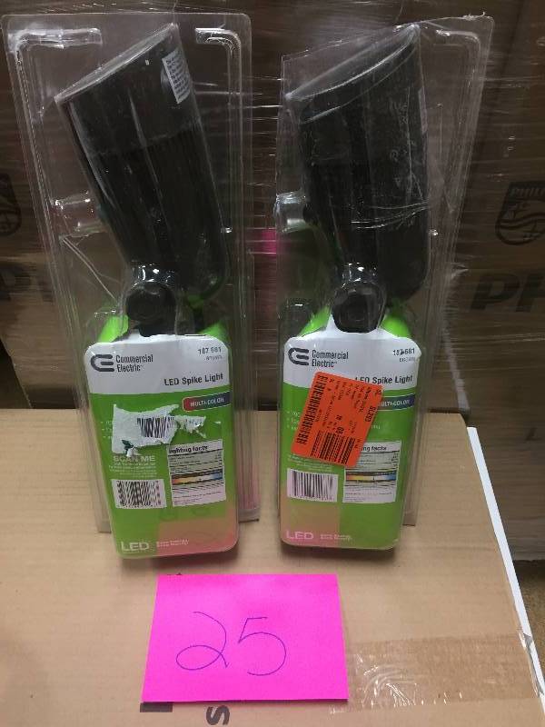 lot 25 image: Set of 2 Commercial Electric Non RGB LED spike light, 50LM Model#  187681