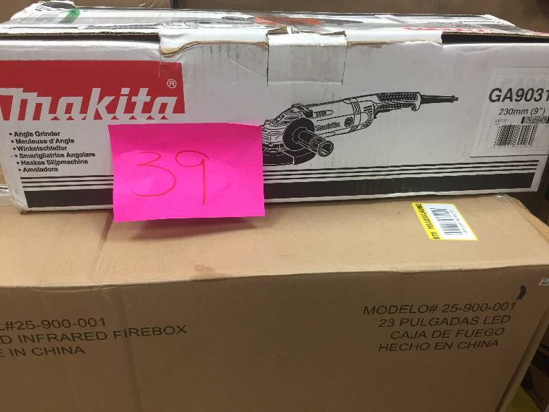 lot 39 image: Makita 15 Amp 9 in. Angle Grinder with Lock-Off and No Lock-On Switch open box never used Model # GA9031Y