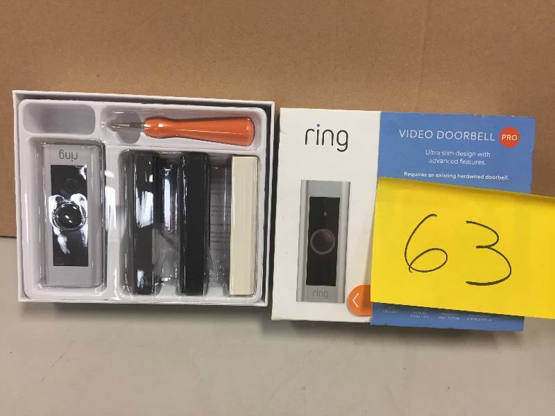 lot 63 image: Ring - Video Doorbell Pro - Satin NickelVenetianSatin BlackPearl White open box