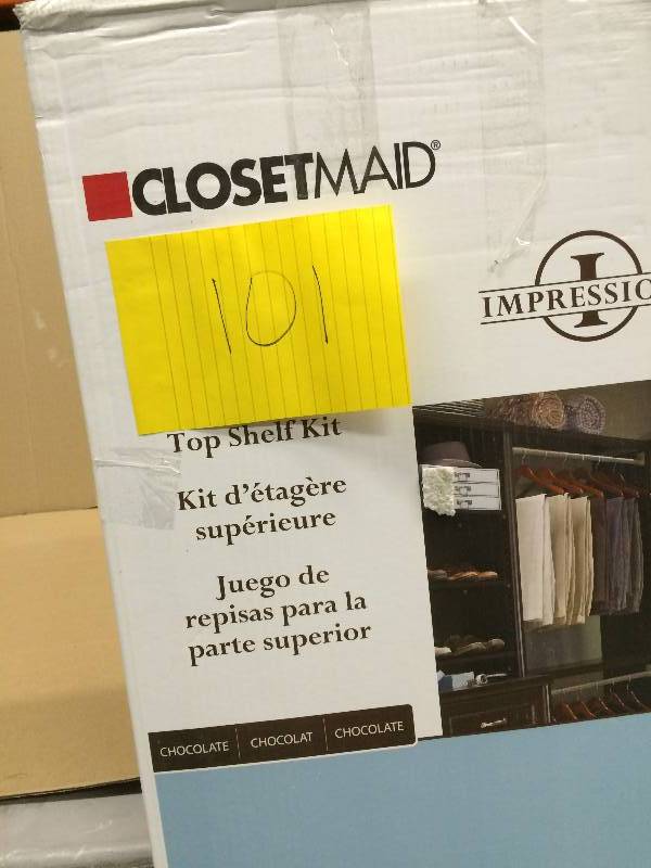 lot 101 image: Lot of 2 Closetmaid Top Shelf Kits