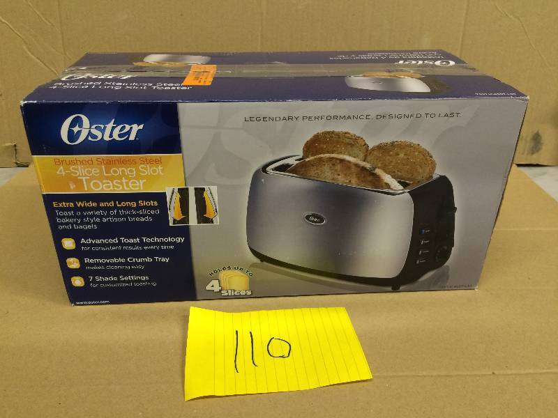lot 110 image: Oster 4 slice long slot toaster