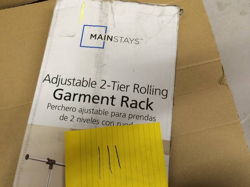 lot 111 image: Adjustable 2 Tier Rolling Garment Rack