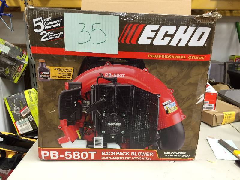 lot 35 image: Echo 215 MPH 510 CFM 58.2cc Gas Backpack Blower with Tube Throttle Never used