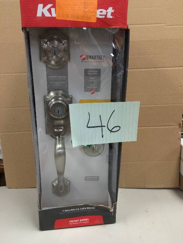 lot 46 image: Kwikset 553MNHXJ 15 SMT CP Montara Single Cylinder handle never used