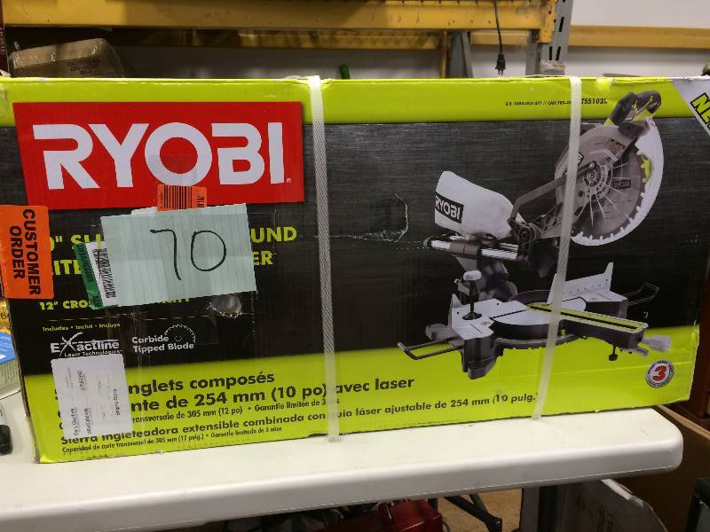 lot 70 image: Ryobi 15-Amp 10 in. Sliding Miter Saw with Laser new