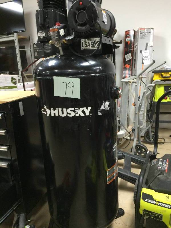 lot 79 image: Husky 60 Gal. Stationary Electric Air Compressor - 220 volt unable to test
