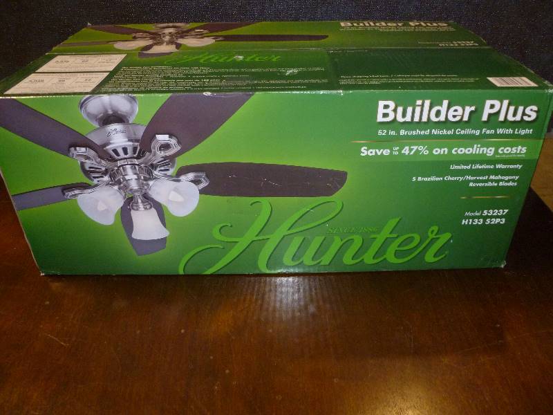 New Hunter 52Brushed Nickel Ceiling Fan w Light