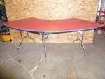 84 Red Half Round Table