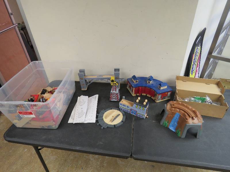 Wooden train and track set
