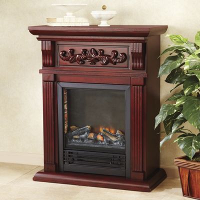 lot 61 image: Petite Carved Electric Fireplace op...