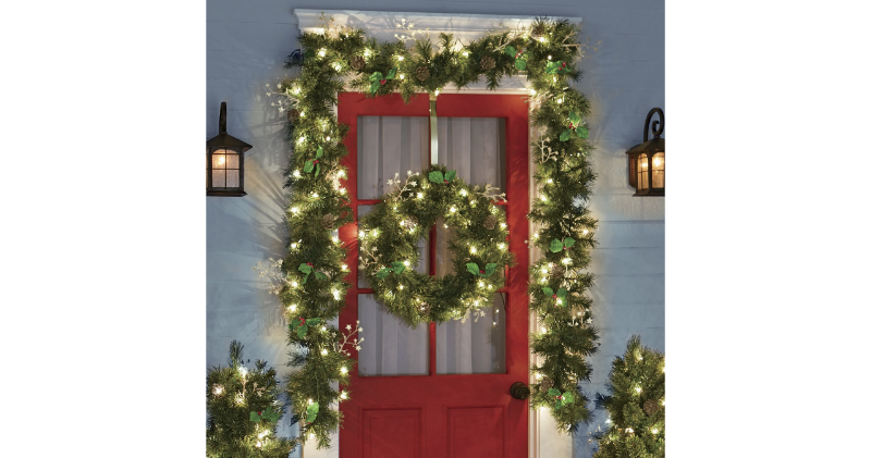 lot 109 image: 6-Piece Pine Lighted Faux Greenery ...