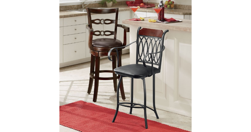 lot 130 image: Square Ladderback Swivel Stool Coun...