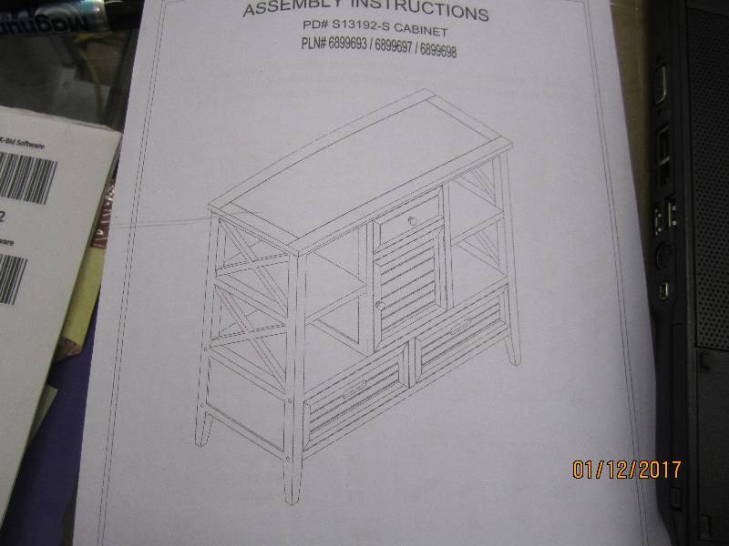 lot 83 image: Black Console Cabinet open box Reta...