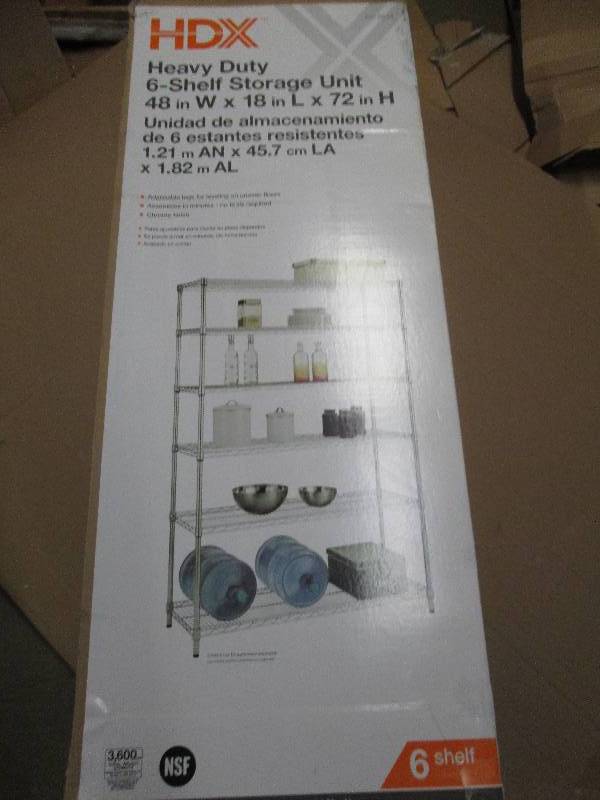 lot 30 image: HDX Heavy duty 6-shelf storage unit...