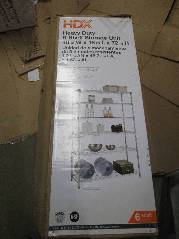 lot 27 image: HDX  heavy duty 6-shelf storage uni...