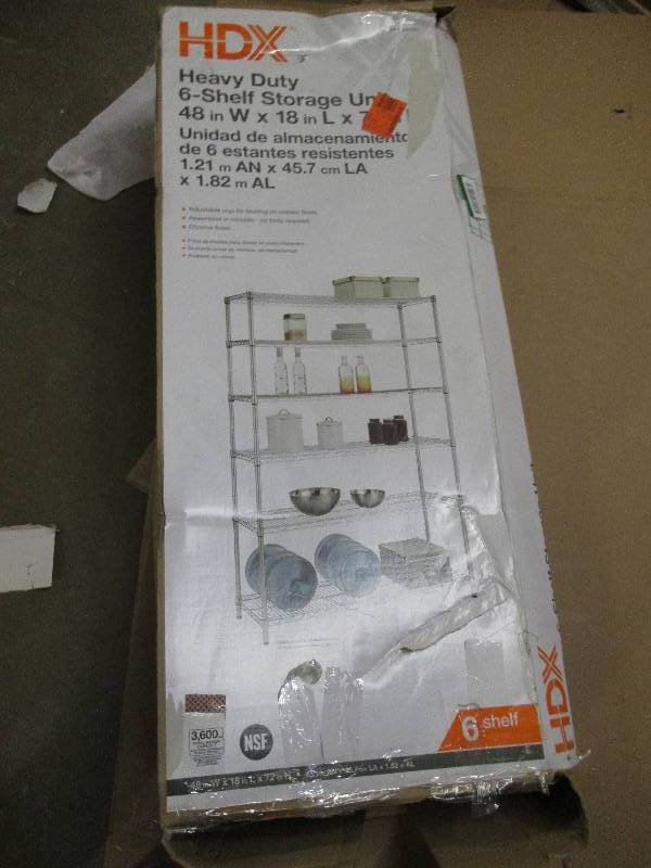 lot 31 image: HDX Heavy duty 6-shelf storage unit...