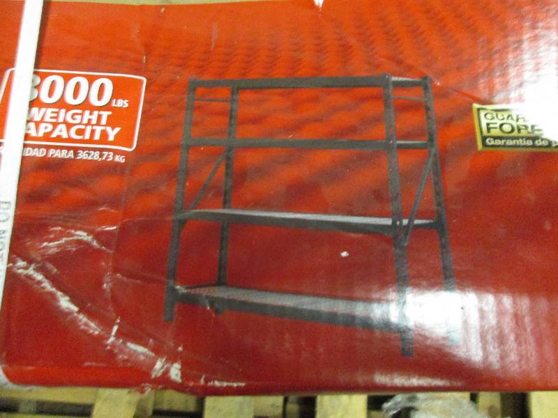 lot 38 image: Husky 77 W X 24 L X 78 H 4-shelf...